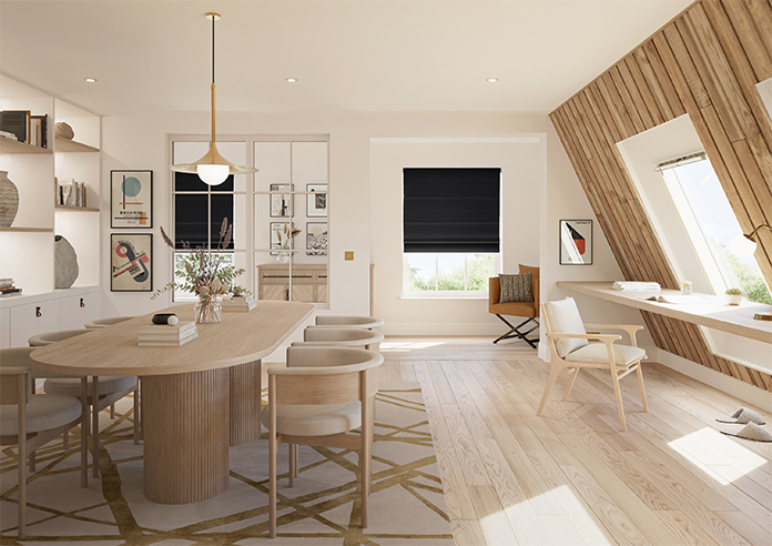 Knutsford, Classic Black - Motorised Roman Blind - Image 5